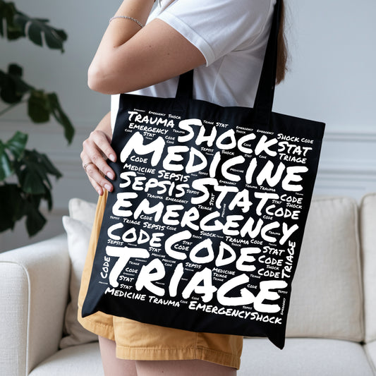 Emergency Medicine Word Cloud Black Tote Bag