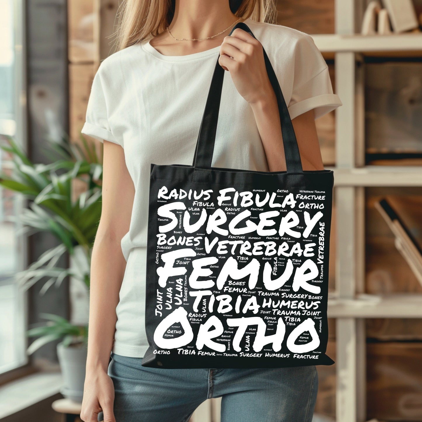 Orthopedic Surgery Word Cloud Black Tote Bag