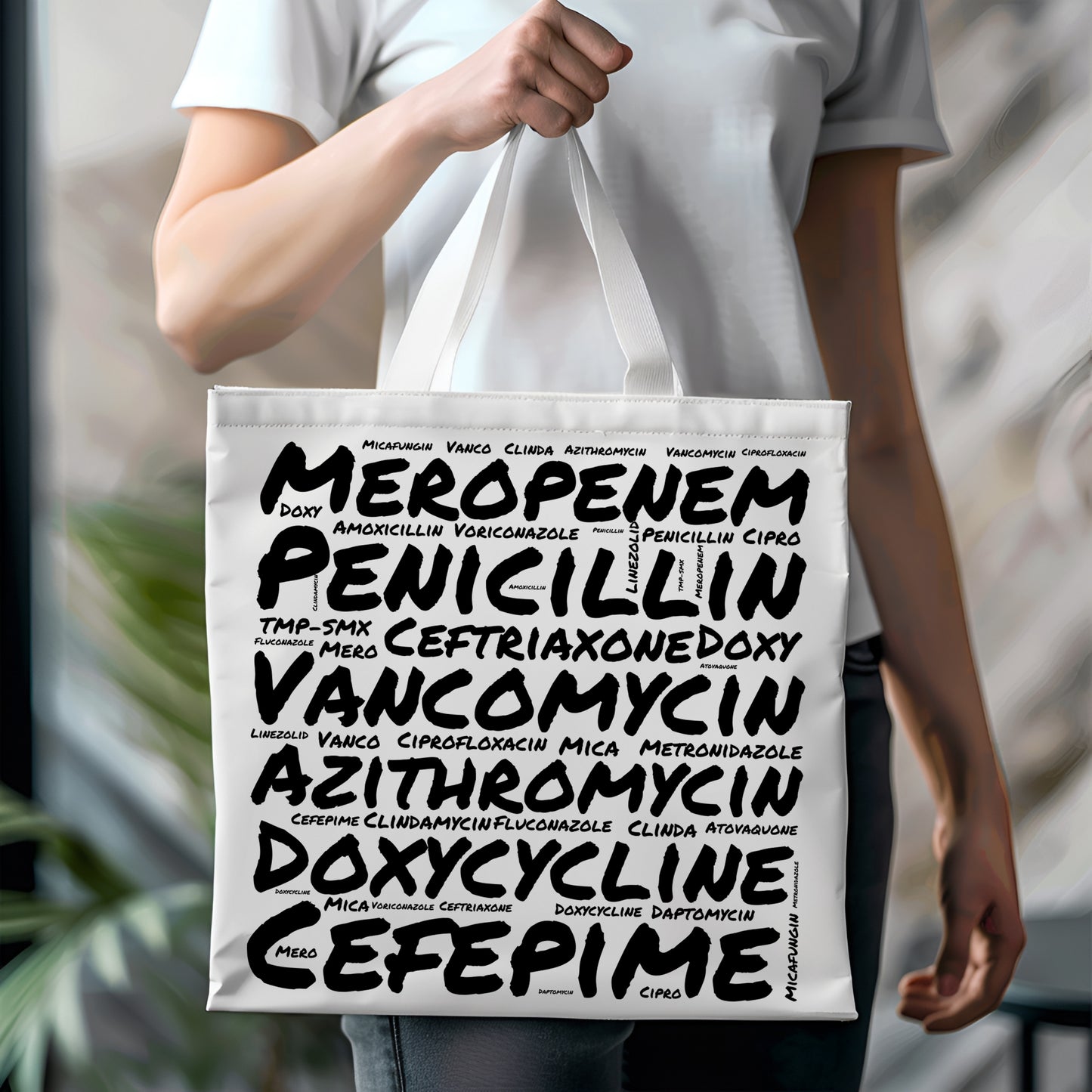 Antibiotic Word Cloud White Tote Bag