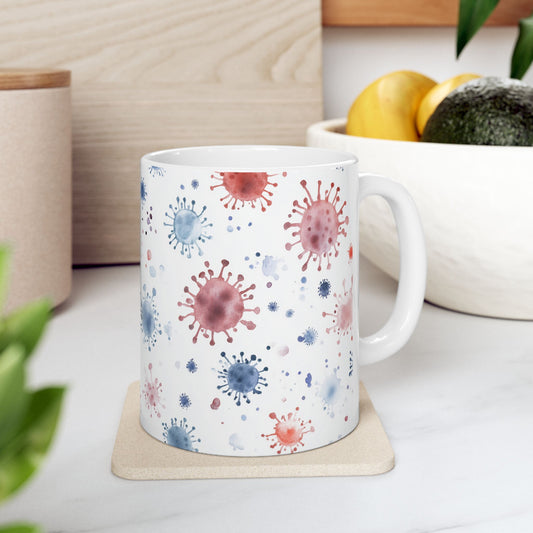 Influenza Virus Particles Colorful Watercolor Mug