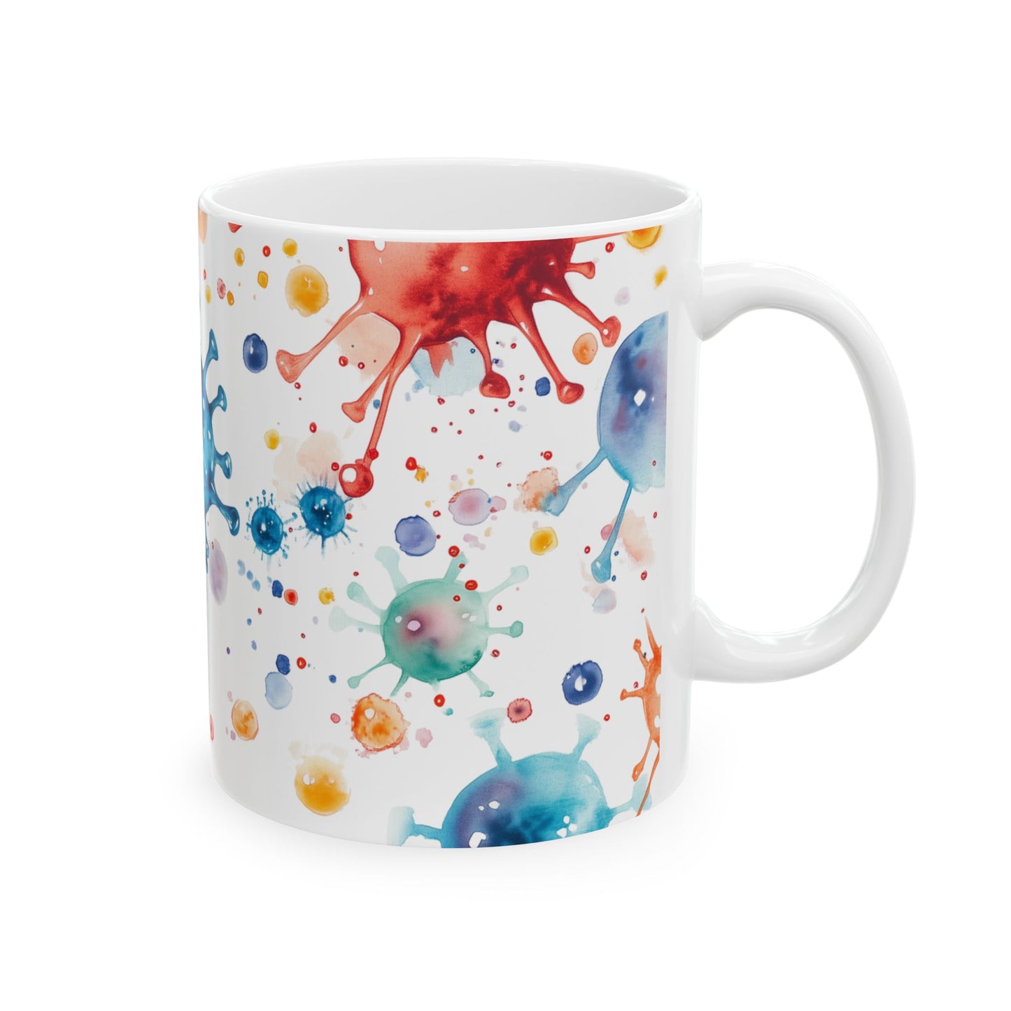 Influenza Virus Particles Colorful Microbe Watercolor Coffee Mug