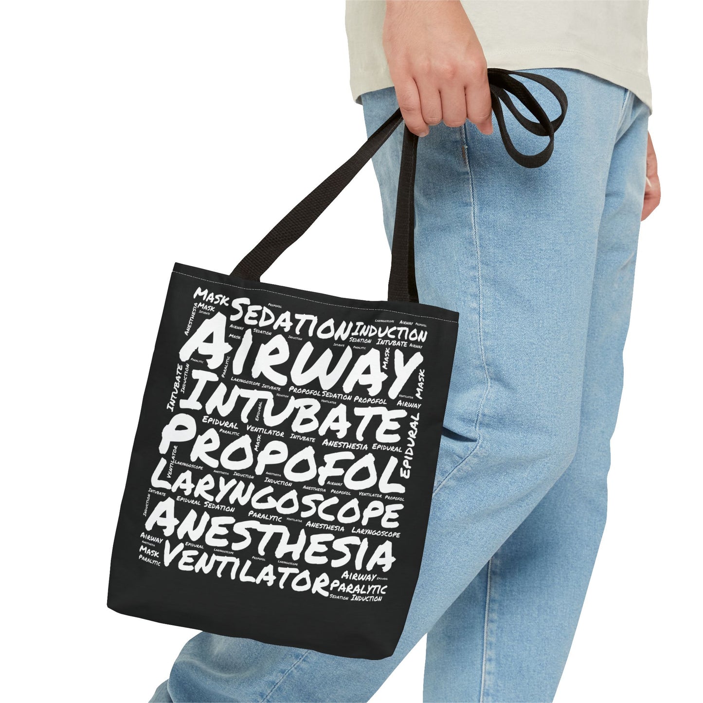 Anesthesia Word Cloud Black Canvas Tote Bag