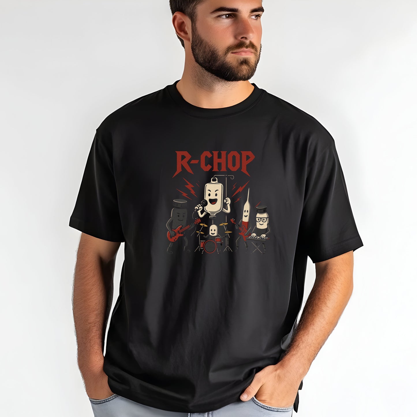"R-CHOP" Funny Oncology Parody Band T-Shirt