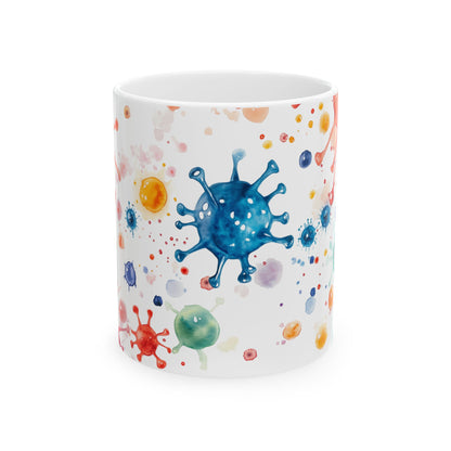 Influenza Virus Particles Colorful Microbe Watercolor Coffee Mug