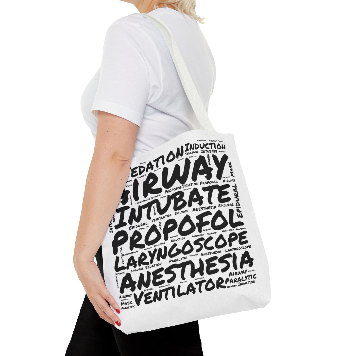 Anesthesia Word Cloud White Canvas Tote Bag