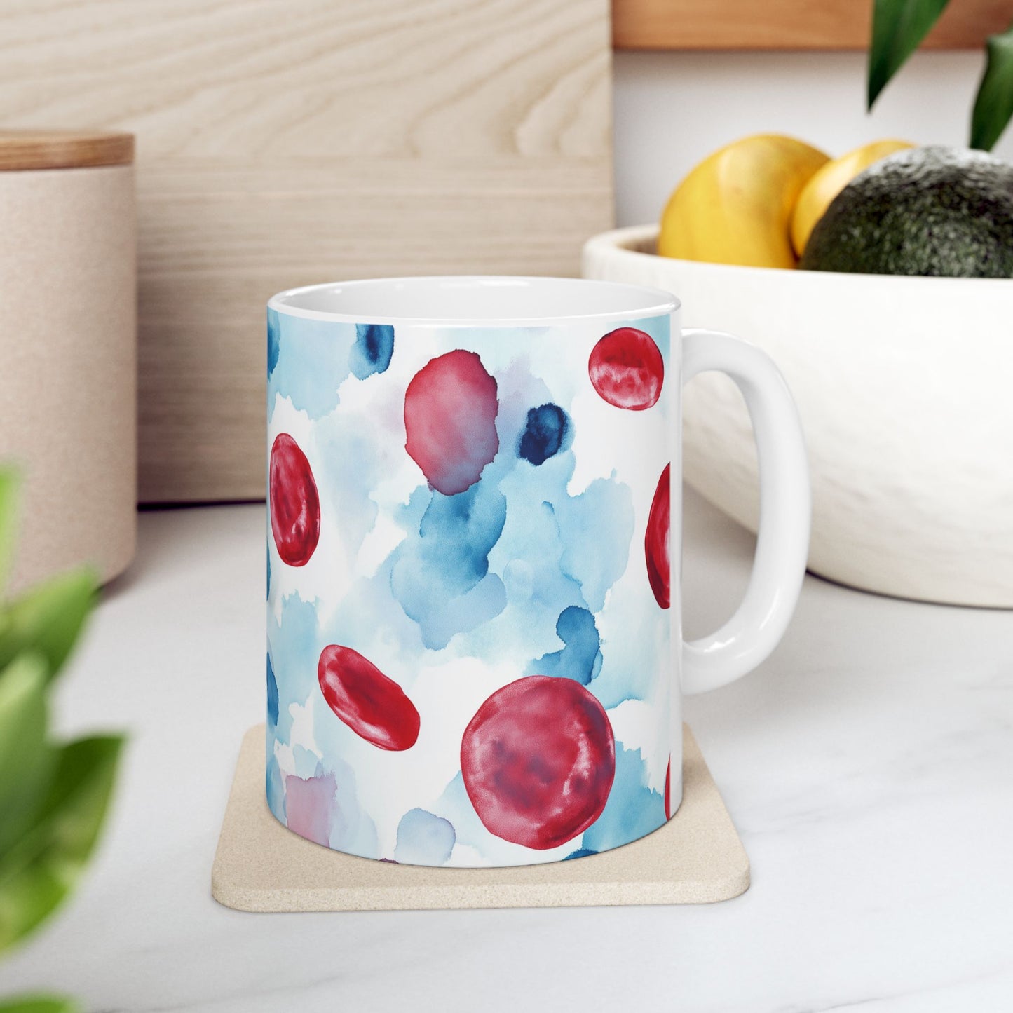 Colorful Red Blood Cells Watercolor Coffee Mug