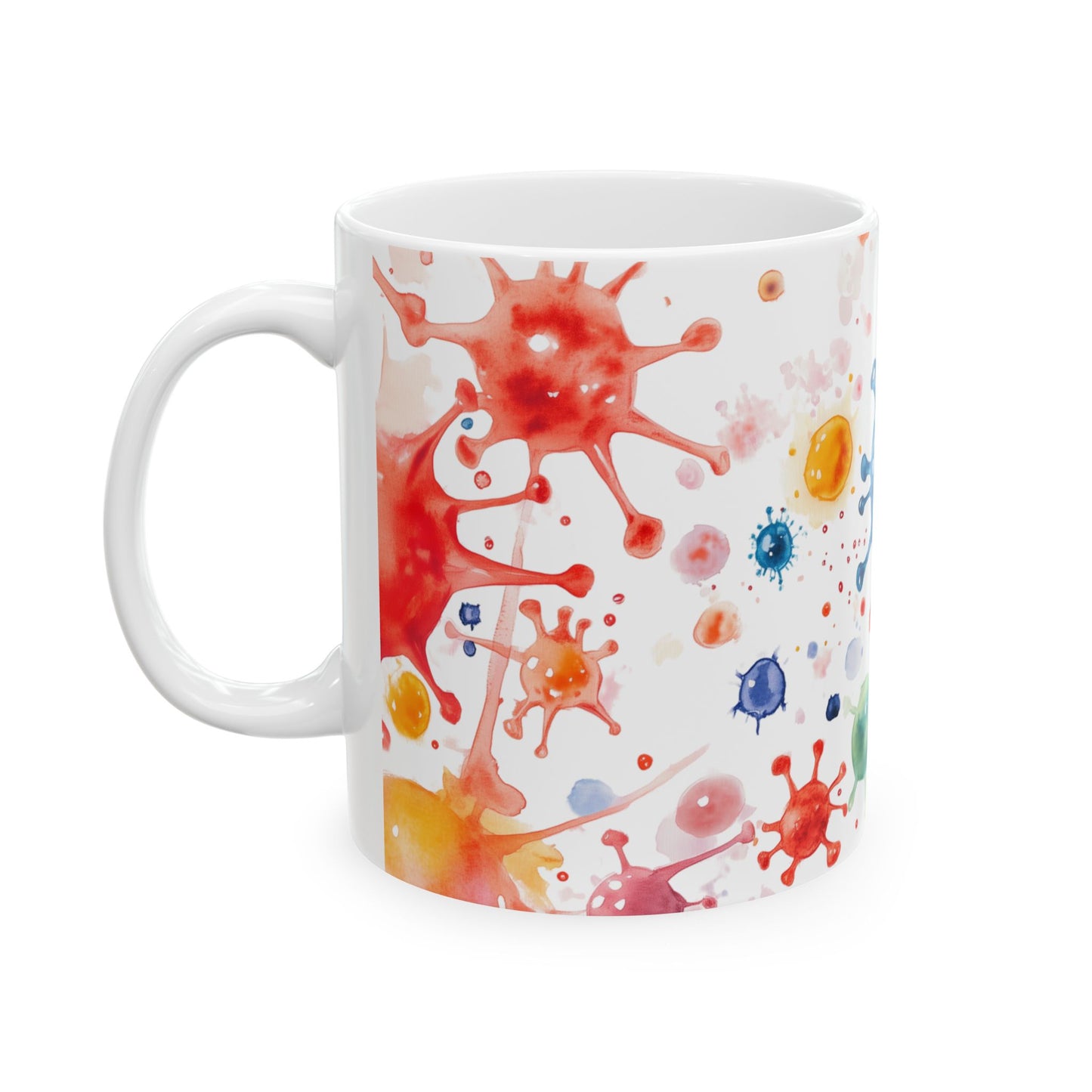 Influenza Virus Particles Colorful Microbe Watercolor Coffee Mug