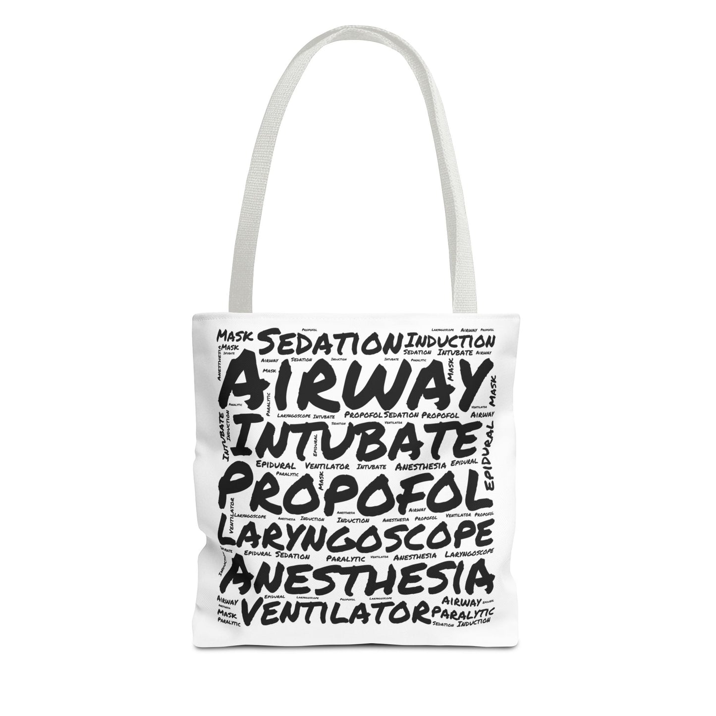 Anesthesia Word Cloud White Canvas Tote Bag