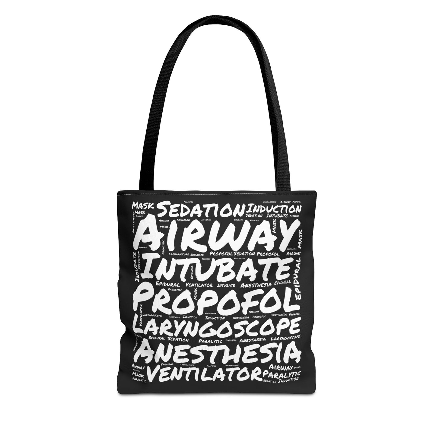 Anesthesia Word Cloud Black Canvas Tote Bag