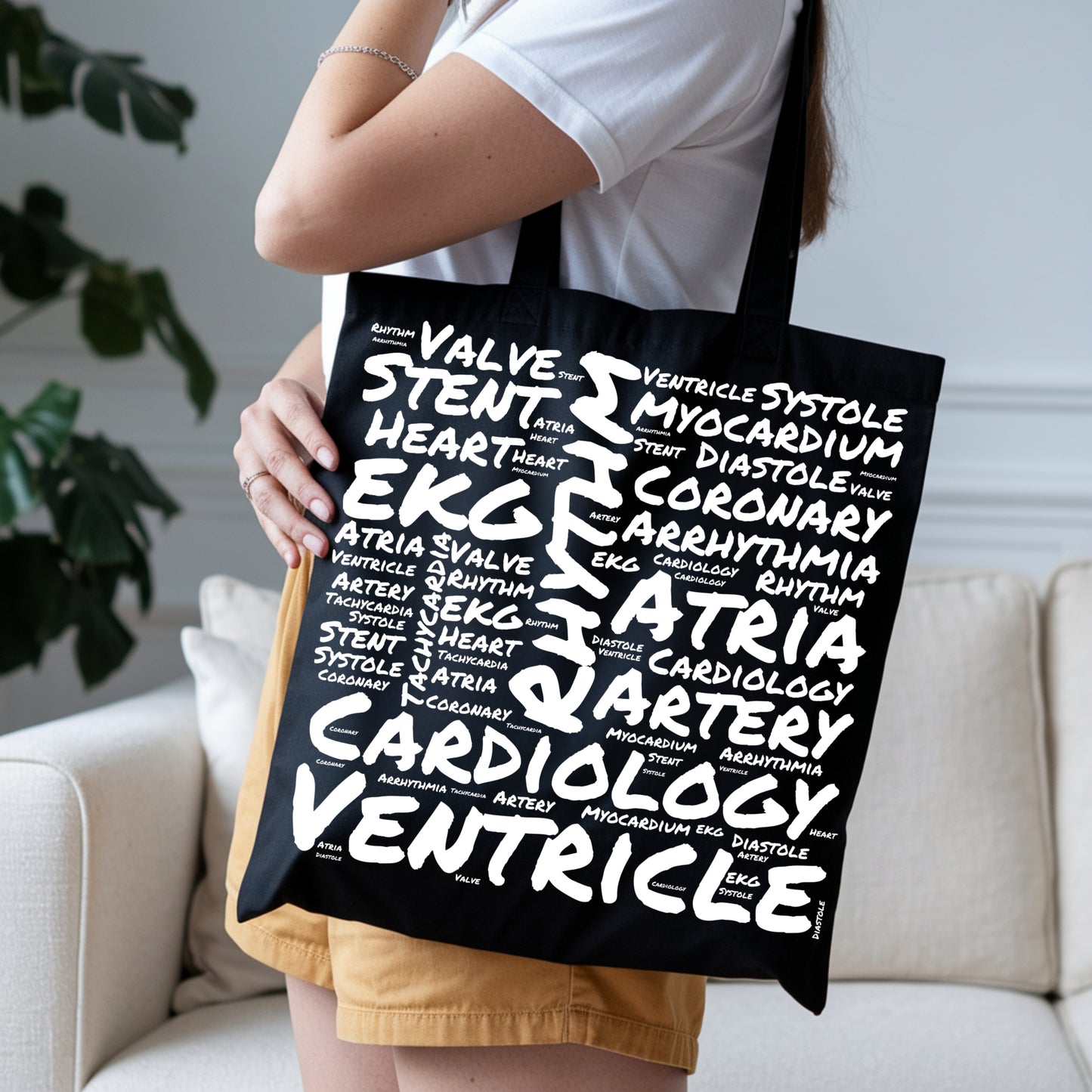 Cardiology Word Cloud Black Tote Bag