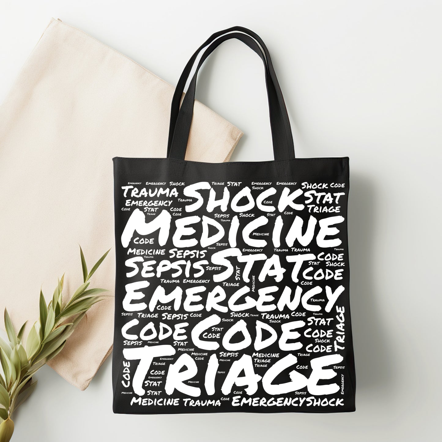 Emergency Medicine Word Cloud Black Tote Bag