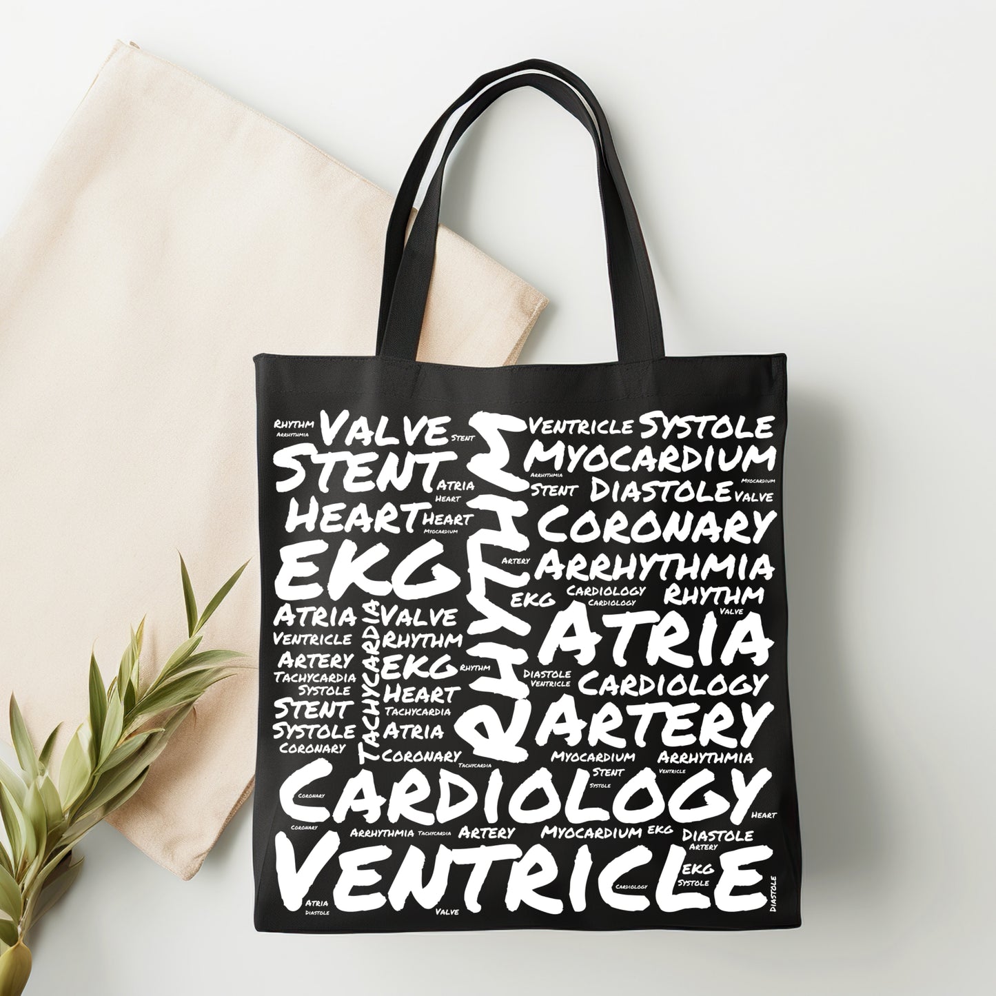 Cardiology Word Cloud Black Tote Bag
