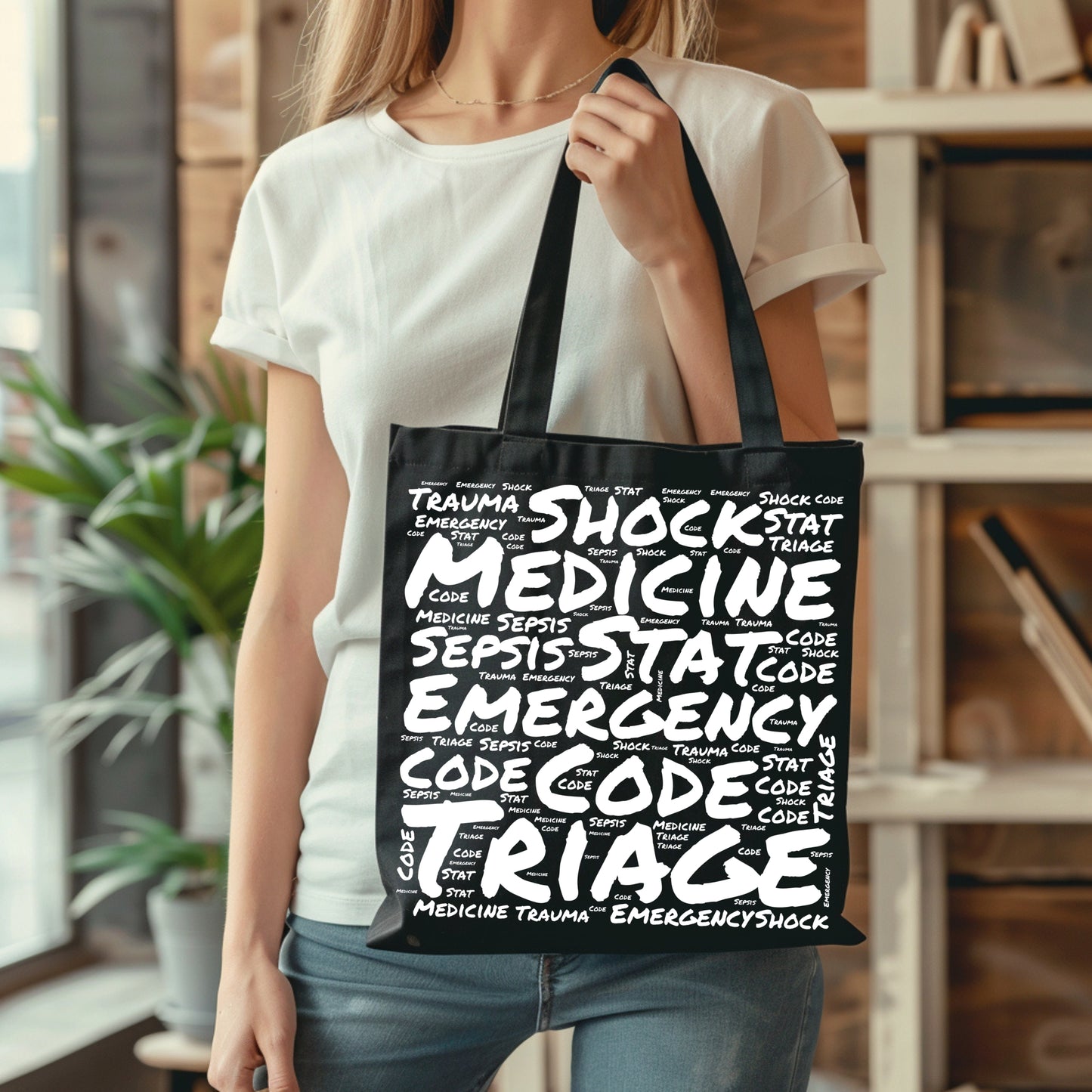 Emergency Medicine Word Cloud Black Tote Bag
