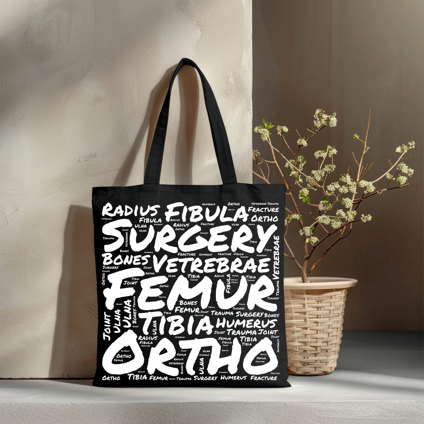 Orthopedic Surgery Word Cloud Black Tote Bag