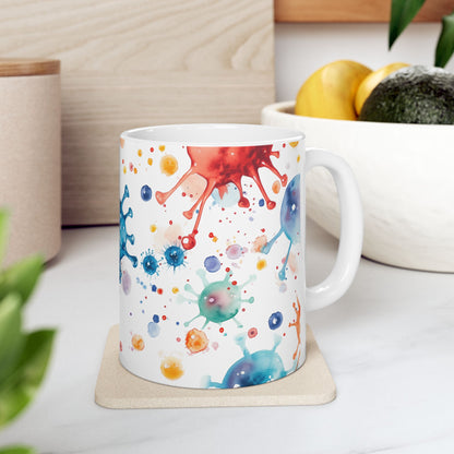 Influenza Virus Particles Colorful Microbe Watercolor Coffee Mug