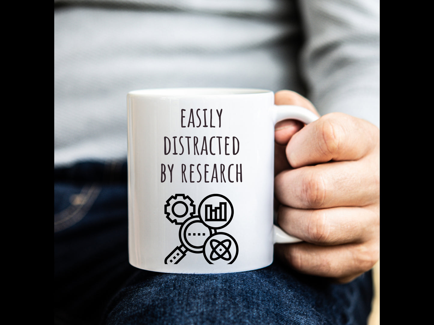 Easily Distracted by Research Mug | Funny Coffee Mug for PhD Student, Scientist, Researcher, Doctor, Investigator, Analyst | Science Humor